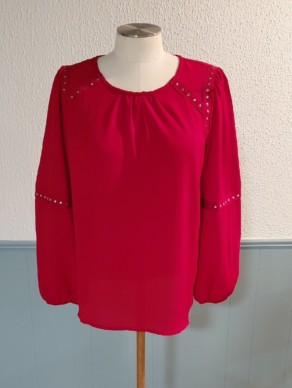 Zac & Rachel Fuchsia Studded Long-Sleeve Blouse